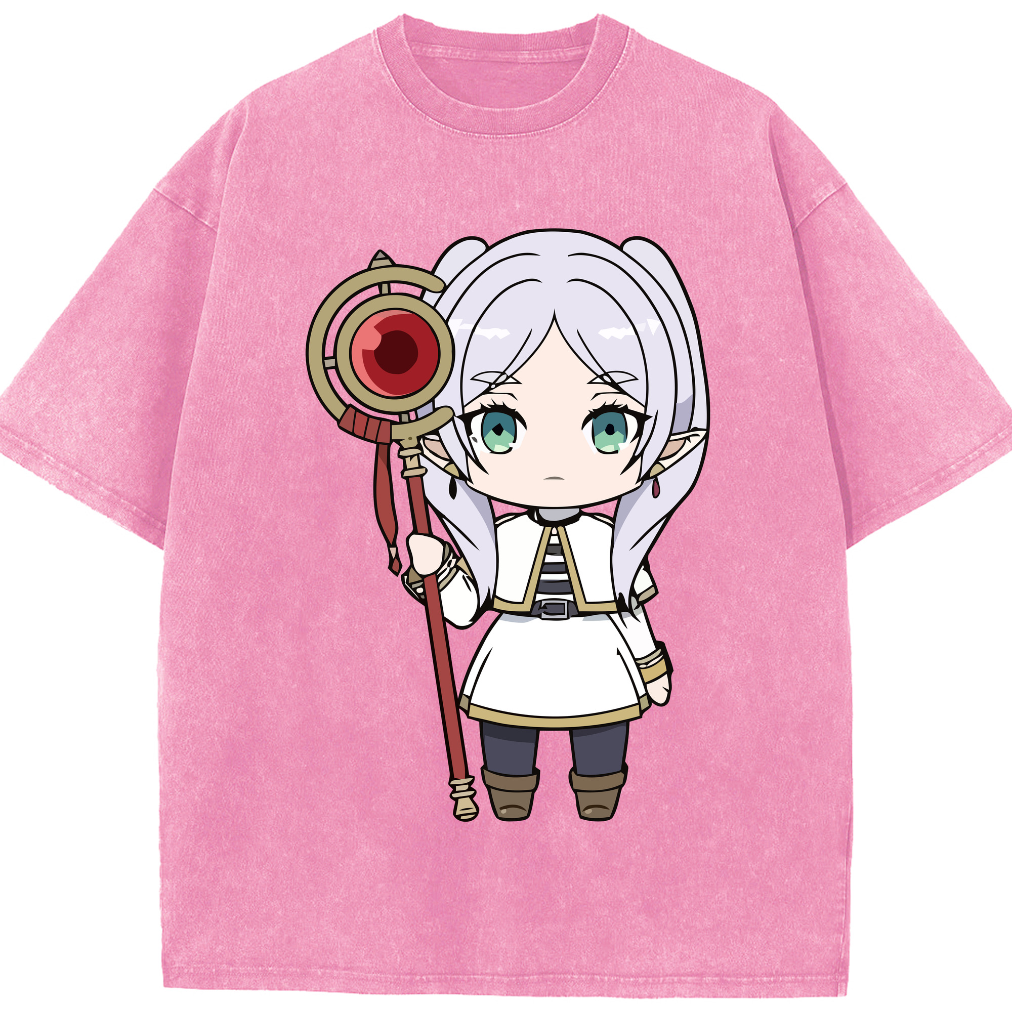 （画像用） 葬送のフリーレン Frieren 綿100% ヴィンテージ風 半袖Tシャツ（フロントプリント）